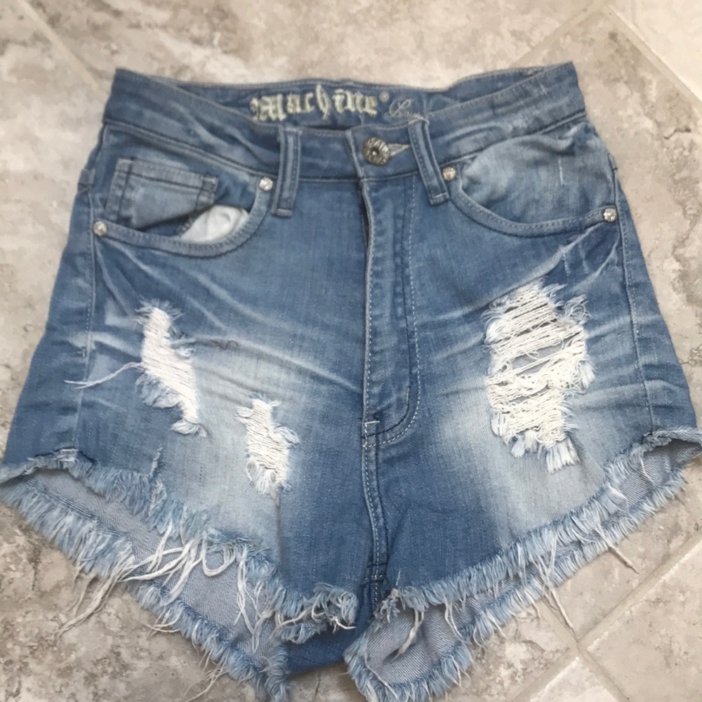High waisted jean shorts